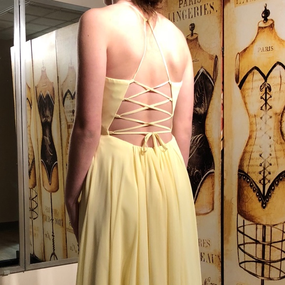 Classy Spring Yellow Prom Gown - Picture 2 of 2